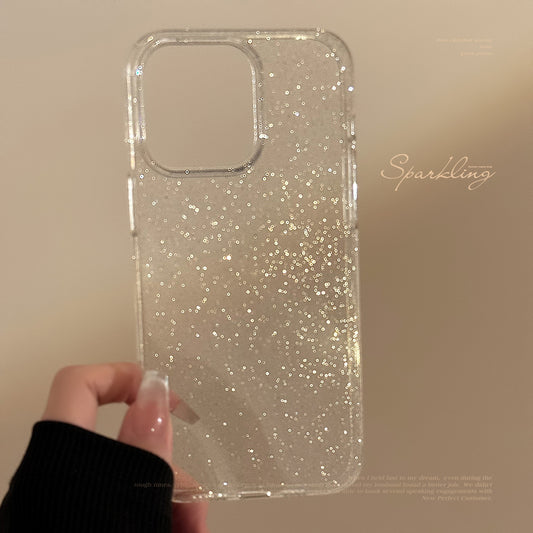 Transparent fine glitter simple apple 14promax mobile phone case 16 suitable for iphone15 soft shell 11 advanced luxury 12